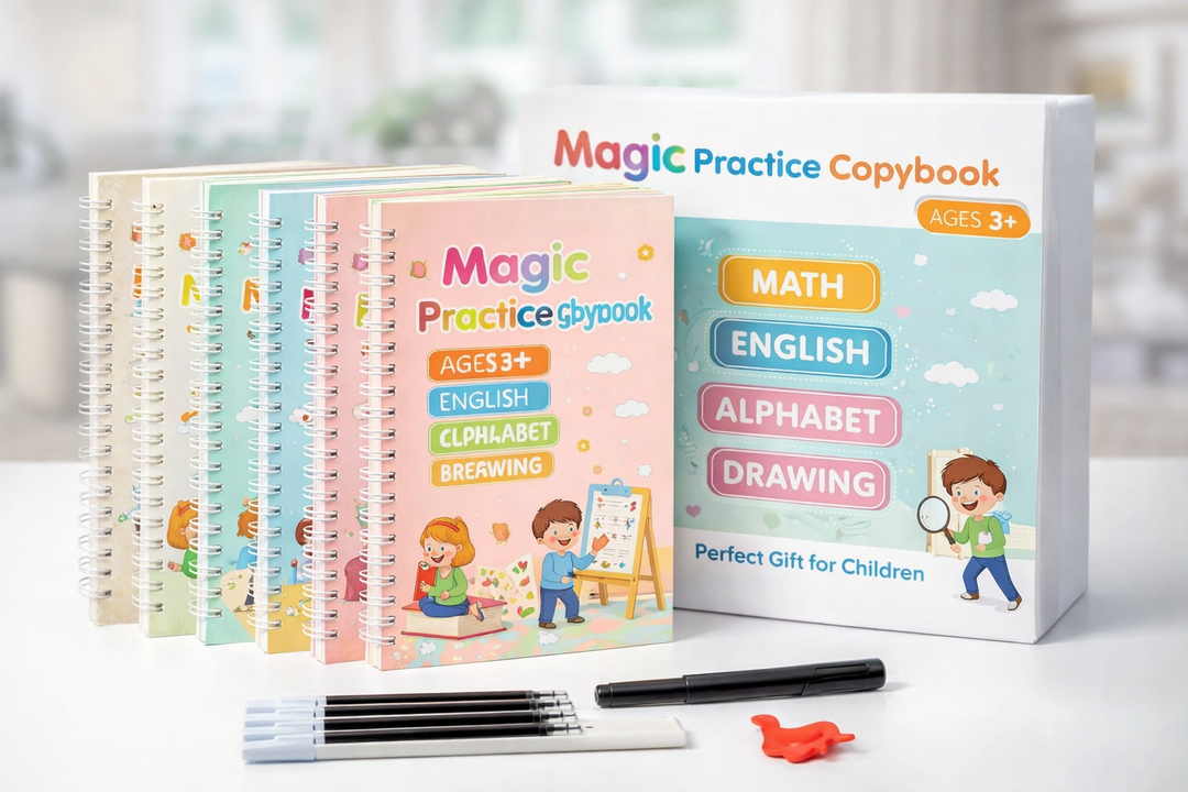 Magic Practice Copybook (4 BOOKS,1 PEN,1 GRIP,10 REFILL) – 50% OFF Today!
