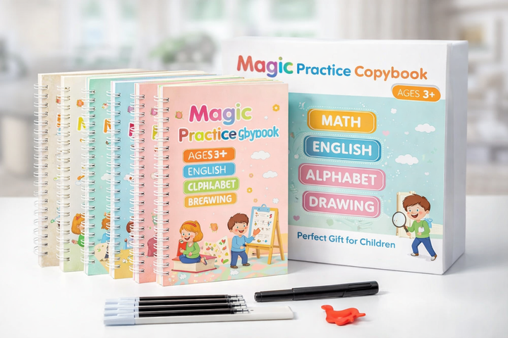 Magic Practice Copybook (4 BOOKS,1 PEN,1 GRIP,10 REFILL) – 50% OFF Today!