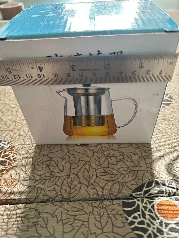 Round Glass Tea Pot with Heat Resistant Stainless Steel Infuser Perfect for Tea and Coffee Maker