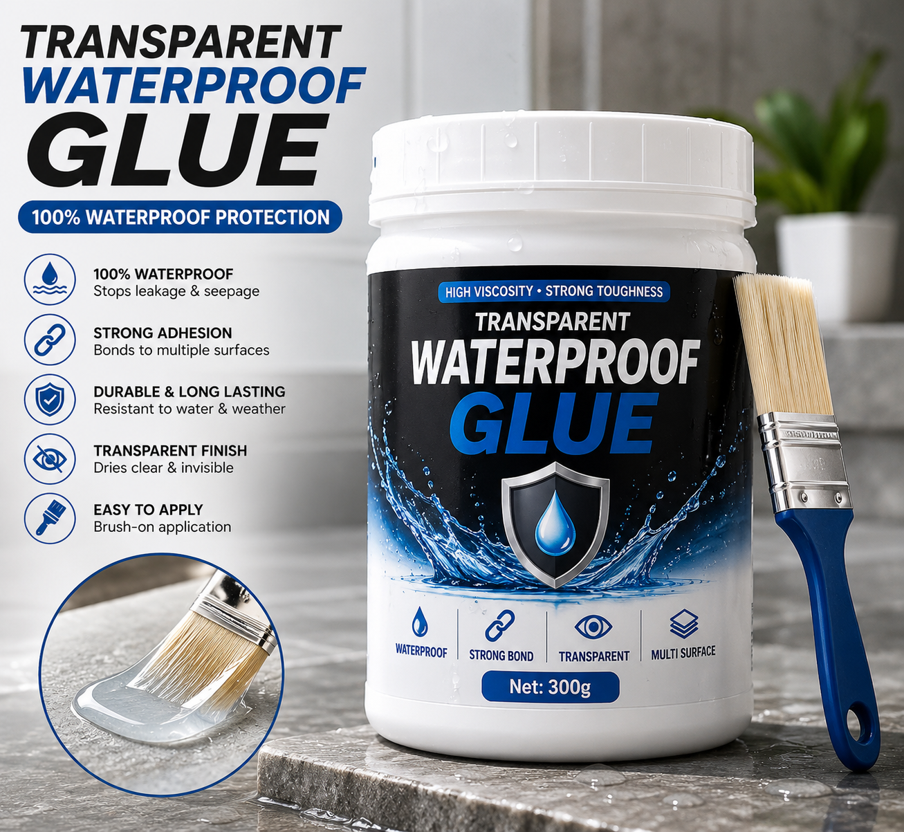 Transparent waterproof glue💦